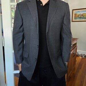 Ermenegildo Zegna Slate Grey Window Pane Suit Jacket Size 46R